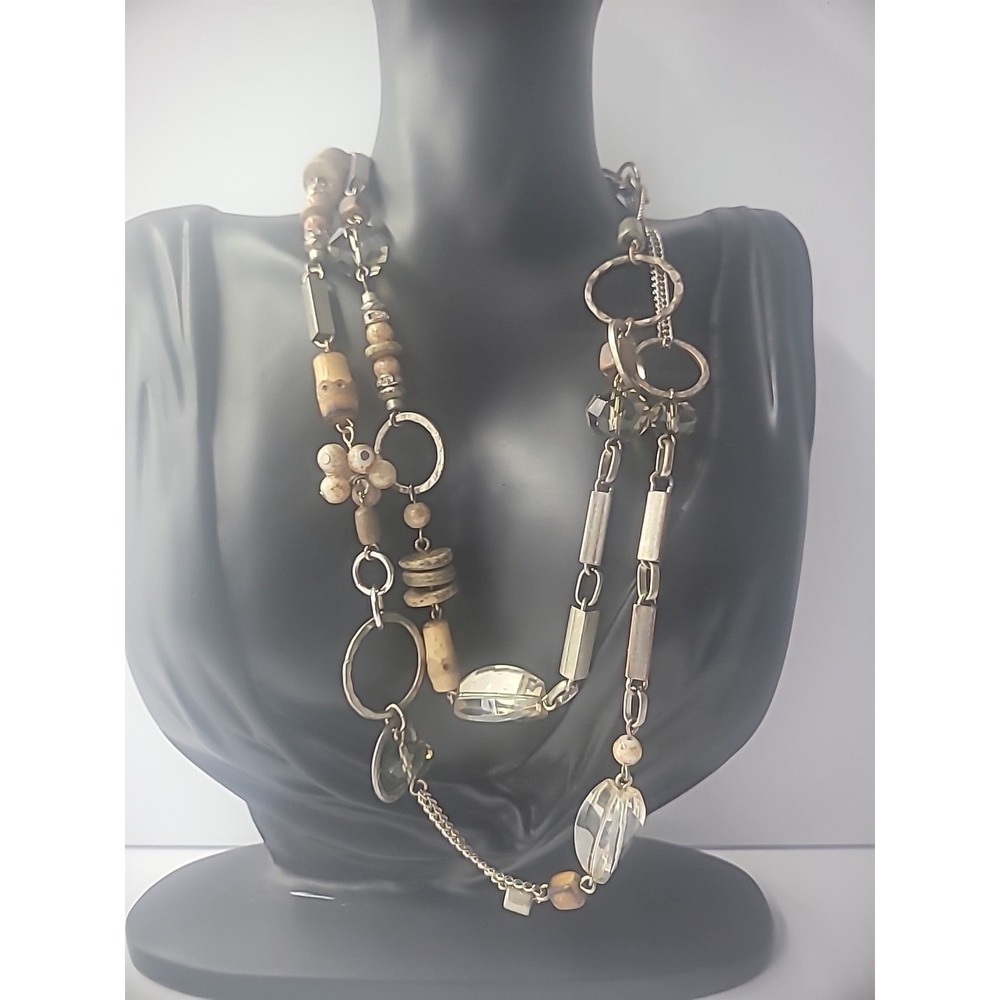 Vintage Loft Necklace Beadedβ Chain Wood Women Statement Jewelry Costume